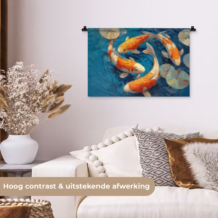 Wandkleed - Vissen - Waterlelies - Oranje - Water — 4