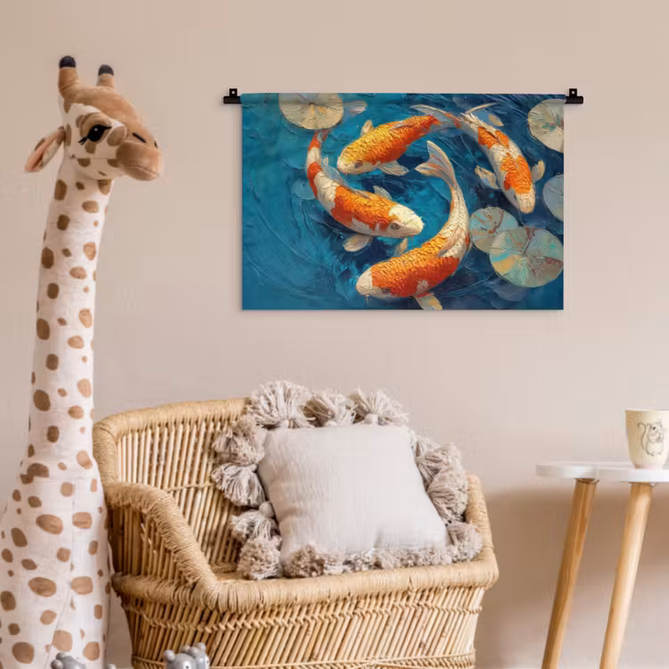 Wandkleed - Vissen - Waterlelies - Oranje - Water — 5