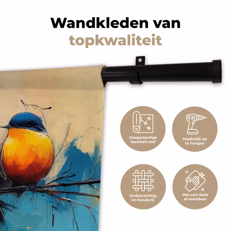 Wandkleed - Vogels - Kleurrijk - Tak - Abstract — 3