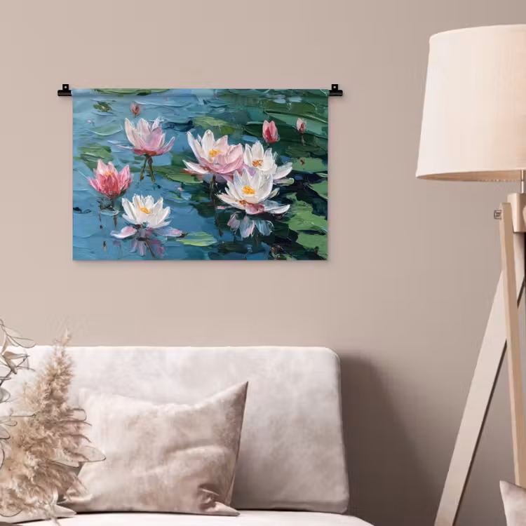 Wandkleed - Waterlelies - Bloemen - Roze - Water — 2