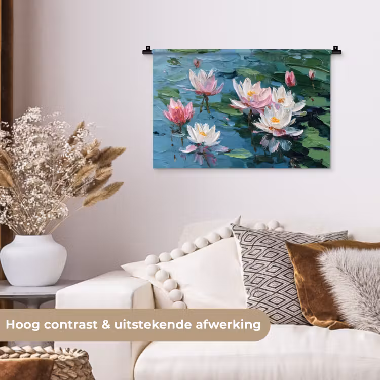 Wandkleed - Waterlelies - Bloemen - Roze - Water — 4