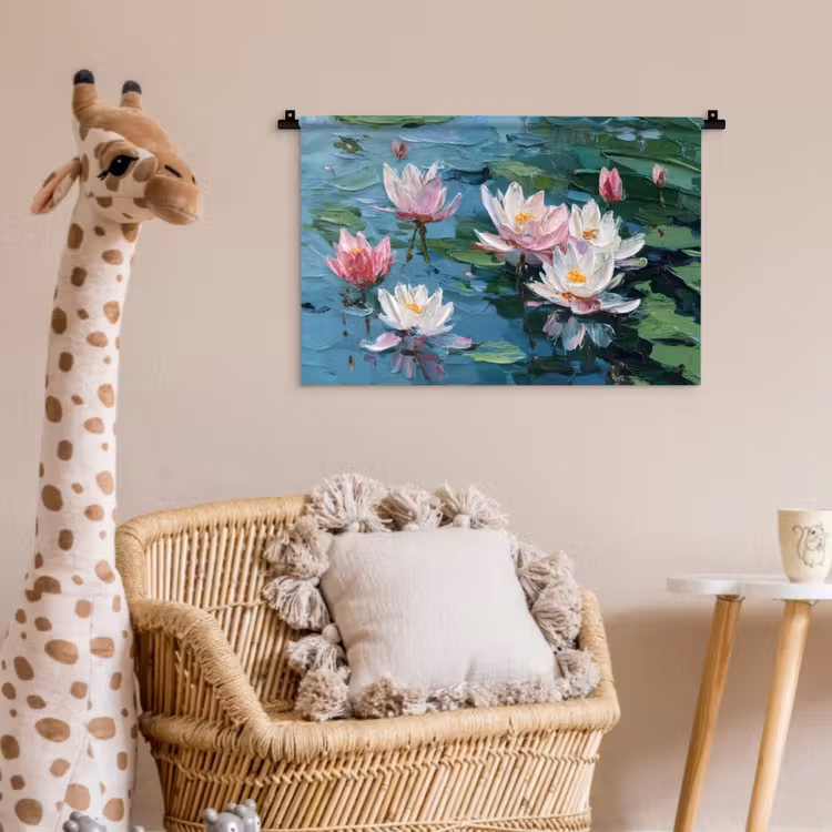 Wandkleed - Waterlelies - Bloemen - Roze - Water — 5
