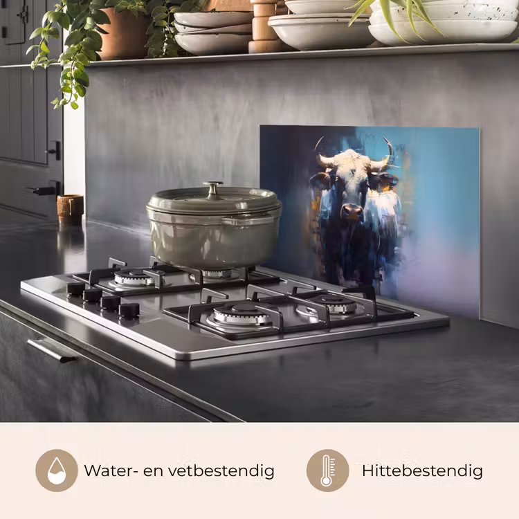 Spatscherm keuken - Stier - Zwart - Abstract - Horens — 7