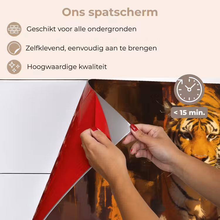 Spatscherm keuken - Tijger - Geschilderd - Oranje - Penseelstreken — 4