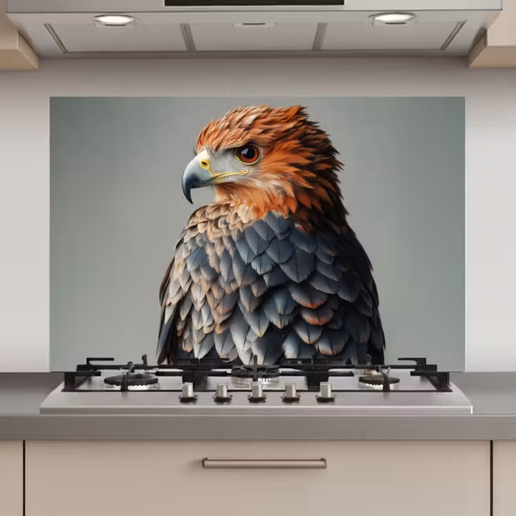 Spatscherm keuken - Vogel - Realistisch - Veren - Bruin — 1
