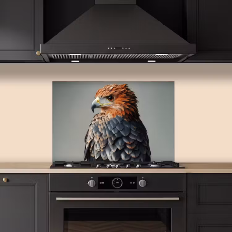Spatscherm keuken - Vogel - Realistisch - Veren - Bruin — 2