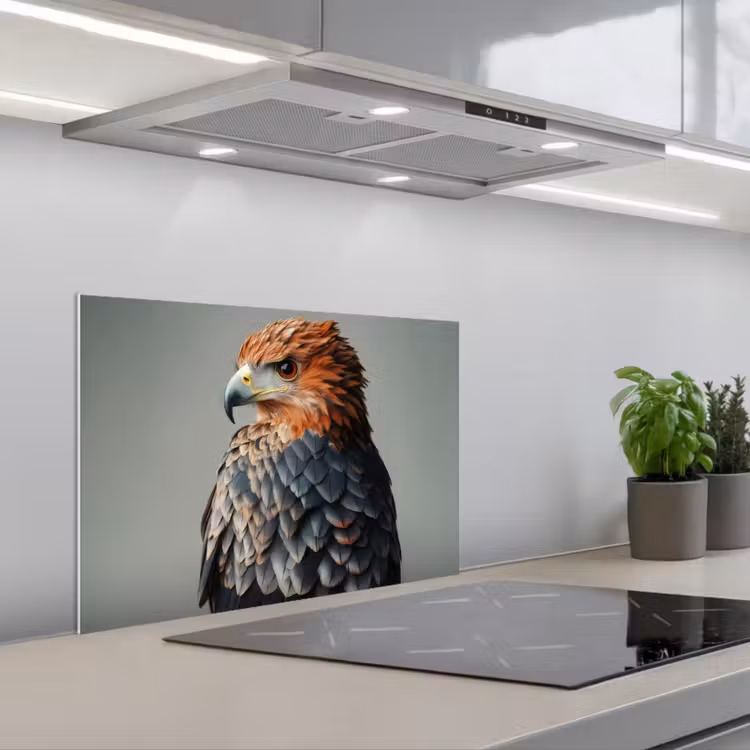 Spatscherm keuken - Vogel - Realistisch - Veren - Bruin — 5