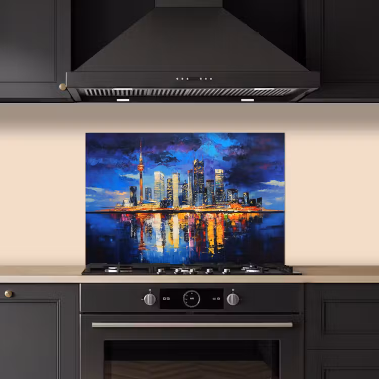 Spatscherm keuken - Skyline Toronto - Modern - Stadslicht - Blauw — 2