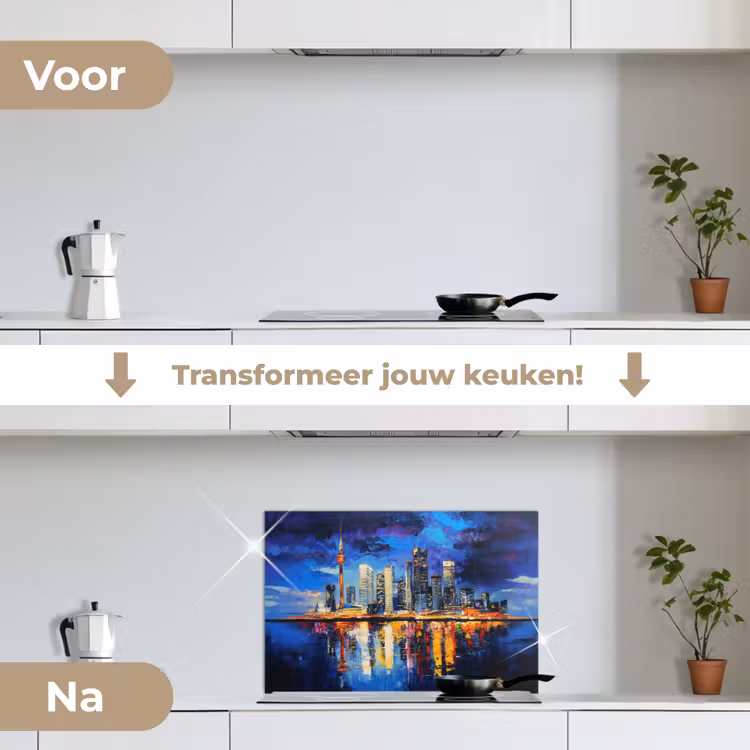 Spatscherm keuken - Skyline Toronto - Modern - Stadslicht - Blauw — 3