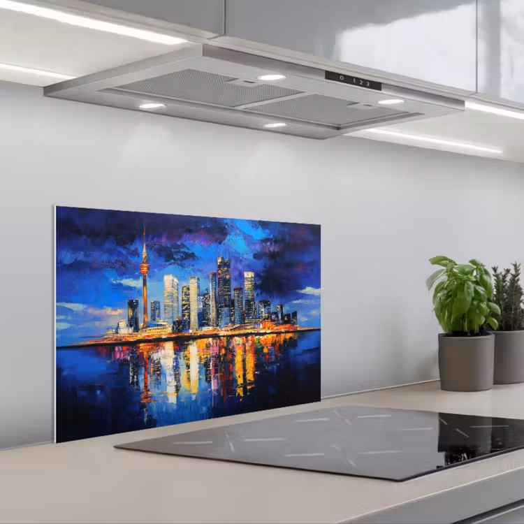 Spatscherm keuken - Skyline Toronto - Modern - Stadslicht - Blauw — 5
