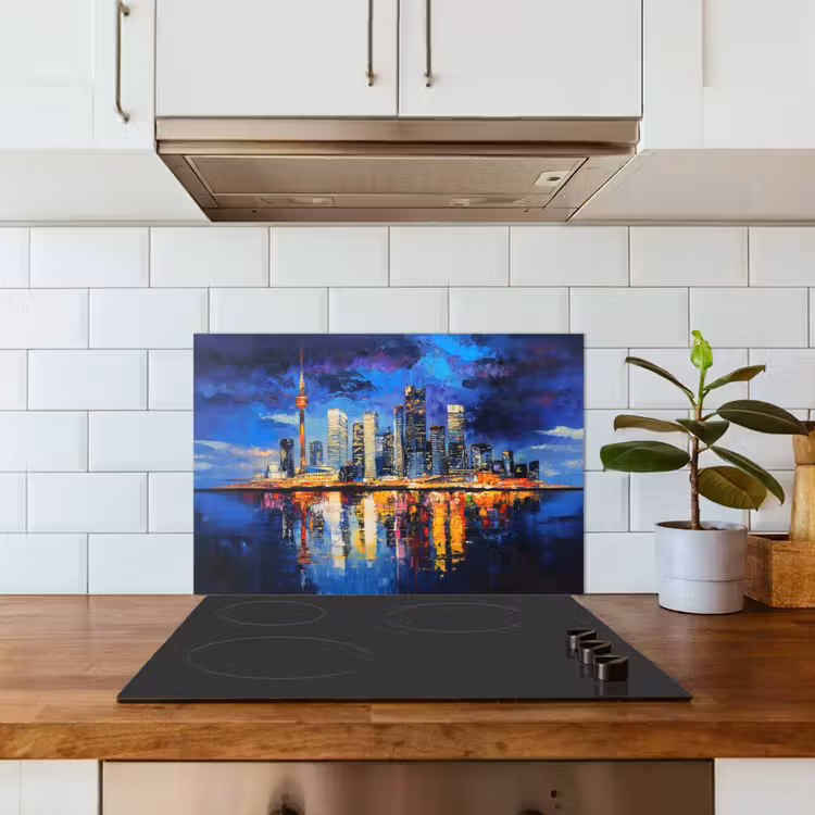 Spatscherm keuken - Skyline Toronto - Modern - Stadslicht - Blauw — 6