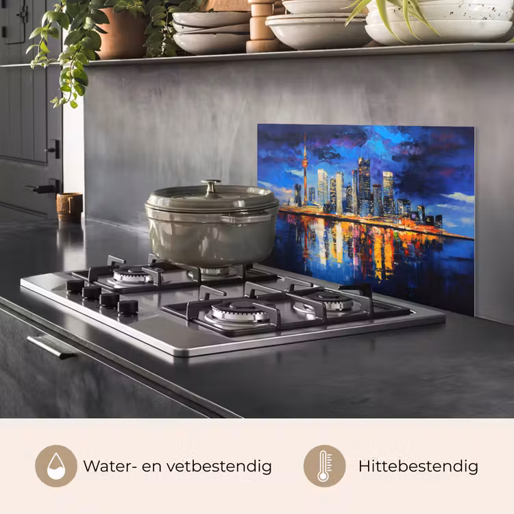Spatscherm keuken - Skyline Toronto - Modern - Stadslicht - Blauw — 7