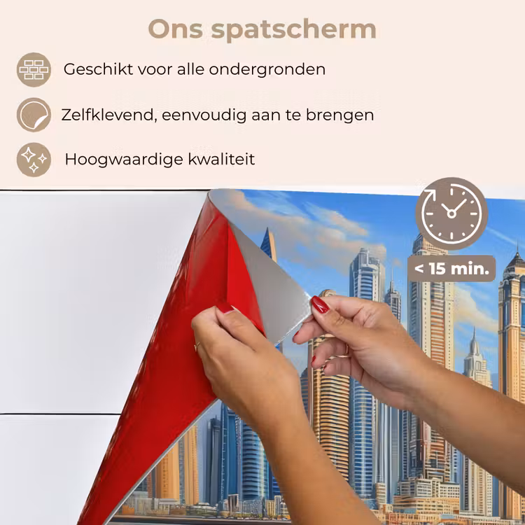 Spatscherm keuken - Skyline - Wolkenkrabbers - Water - Blauw — 4