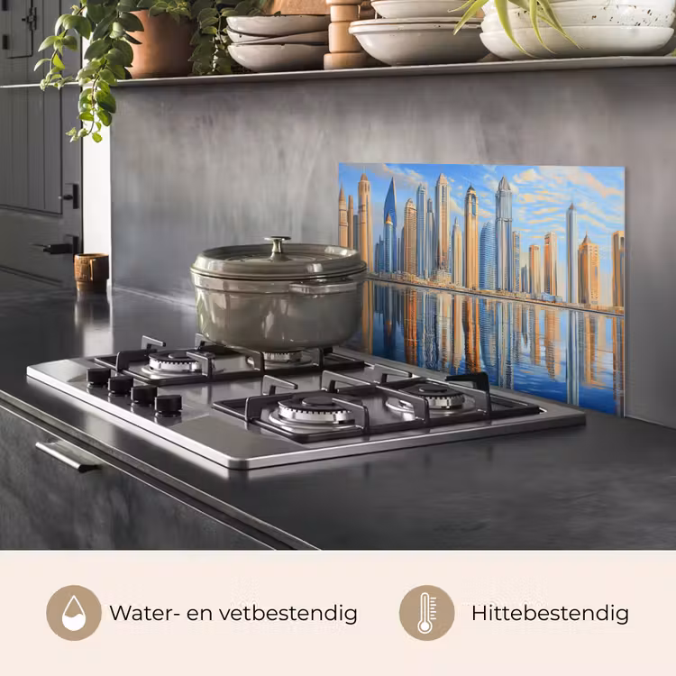 Spatscherm keuken - Skyline - Wolkenkrabbers - Water - Blauw — 7
