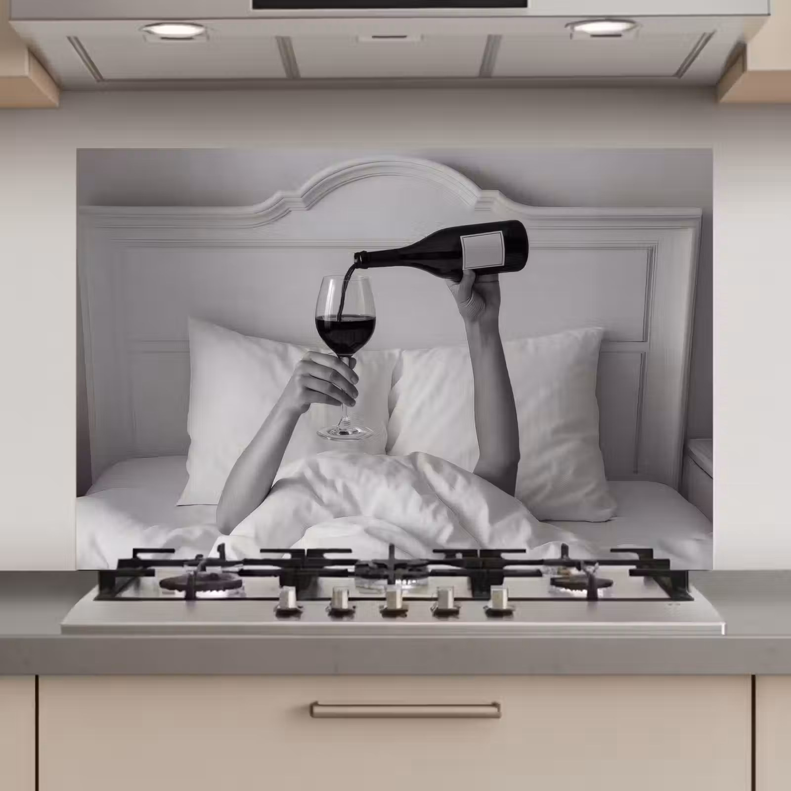 Spatscherm keuken - Lakens - Armen - Wijn - Glas — 1