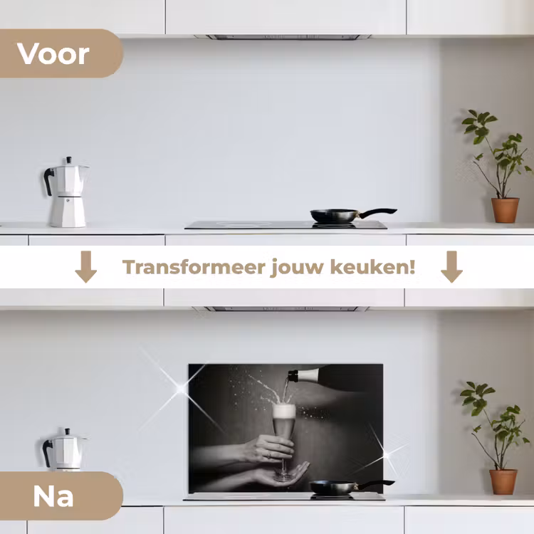 Spatscherm keuken - Champagnefles - Glas - Minimalistisch - Spetters — 3
