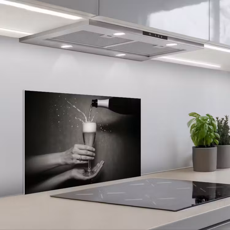 Spatscherm keuken - Champagnefles - Glas - Minimalistisch - Spetters — 5