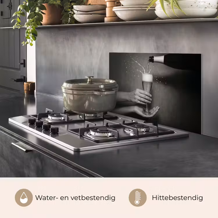 Spatscherm keuken - Champagnefles - Glas - Minimalistisch - Spetters — 7