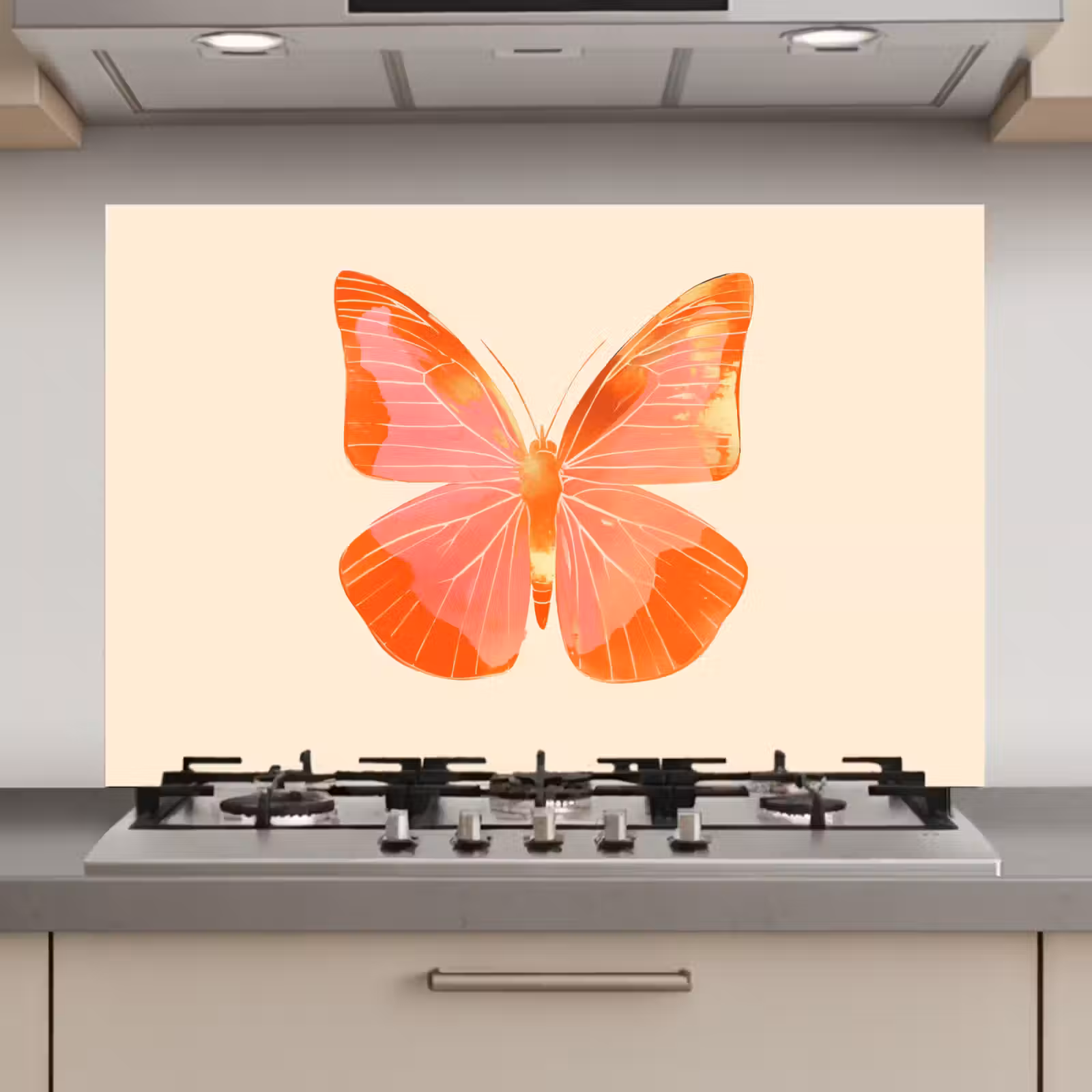Spatscherm keuken - Vlinder - Minimalistisch - Roze — 1
