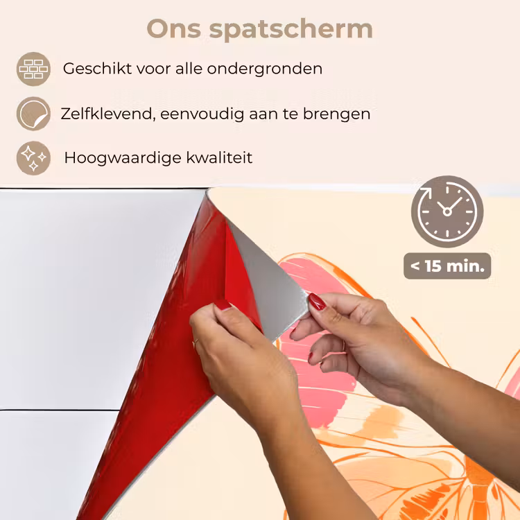 Spatscherm keuken - Oranje - Vlinder - Minimalistisch — 4