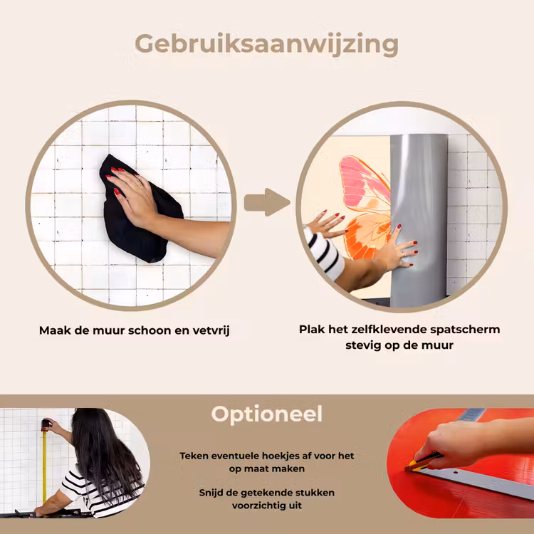Spatscherm keuken - Oranje - Vlinder - Minimalistisch — 8