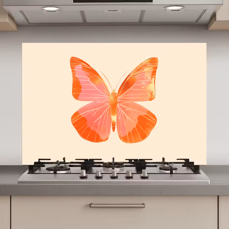 Spatscherm keuken - Vlinder - Minimalistisch - Roze — 1