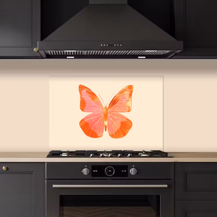 Spatscherm keuken - Vlinder - Minimalistisch - Roze — 2