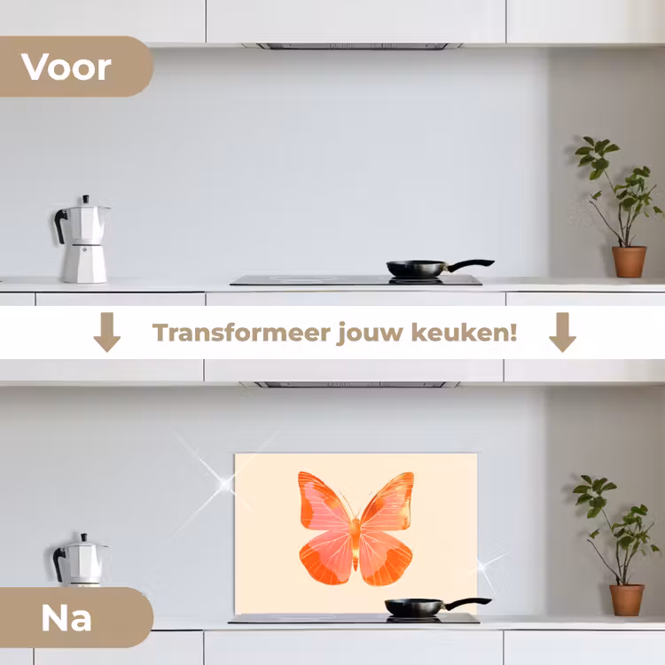 Spatscherm keuken - Vlinder - Minimalistisch - Roze — 3