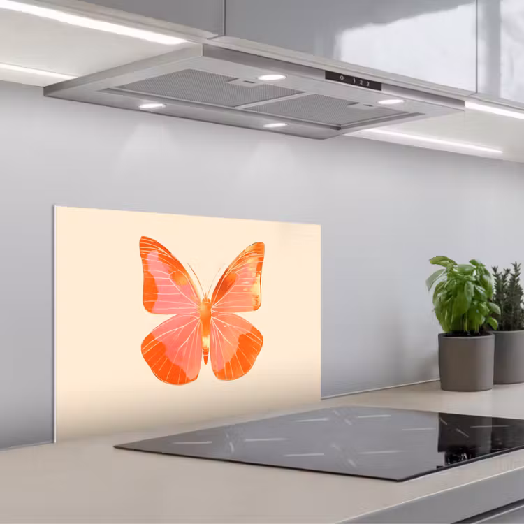 Spatscherm keuken - Vlinder - Minimalistisch - Roze — 5