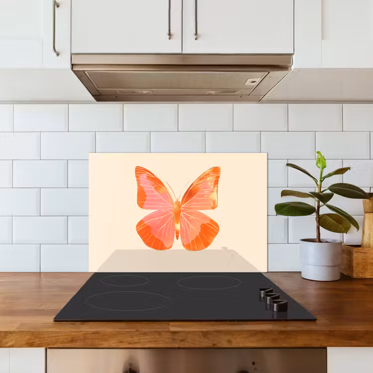 Spatscherm keuken - Vlinder - Minimalistisch - Roze — 6