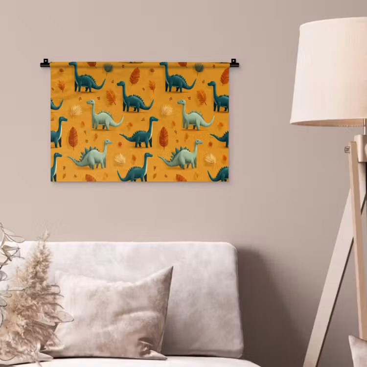 Wandkleed - Dinosaurussen - Stekels - Herfstbladeren - Bruin — 2