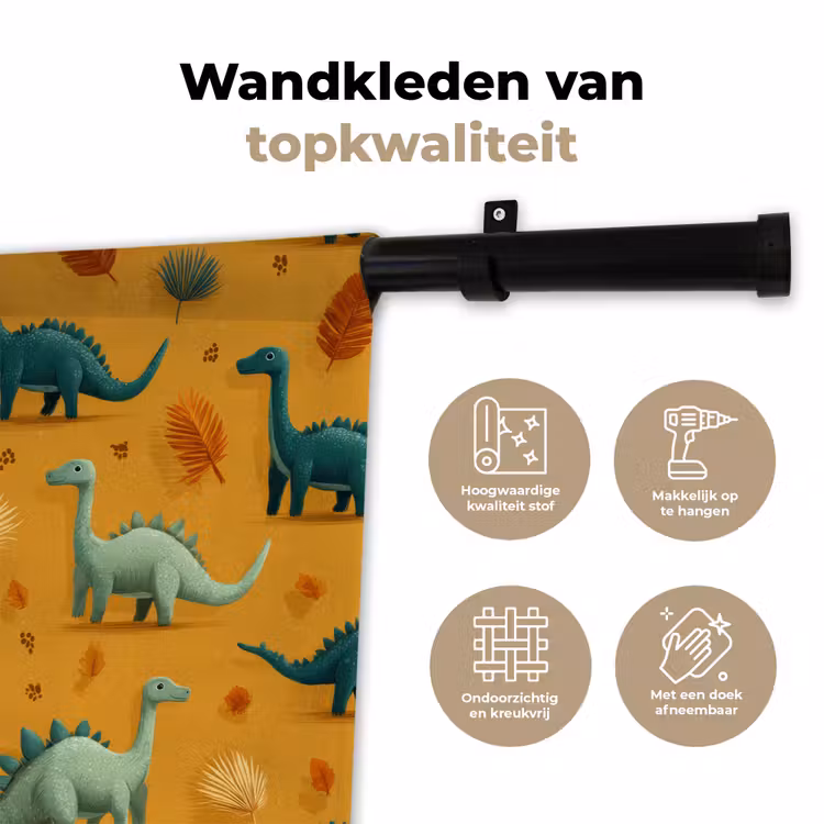 Wandkleed - Dinosaurussen - Stekels - Herfstbladeren - Bruin — 3