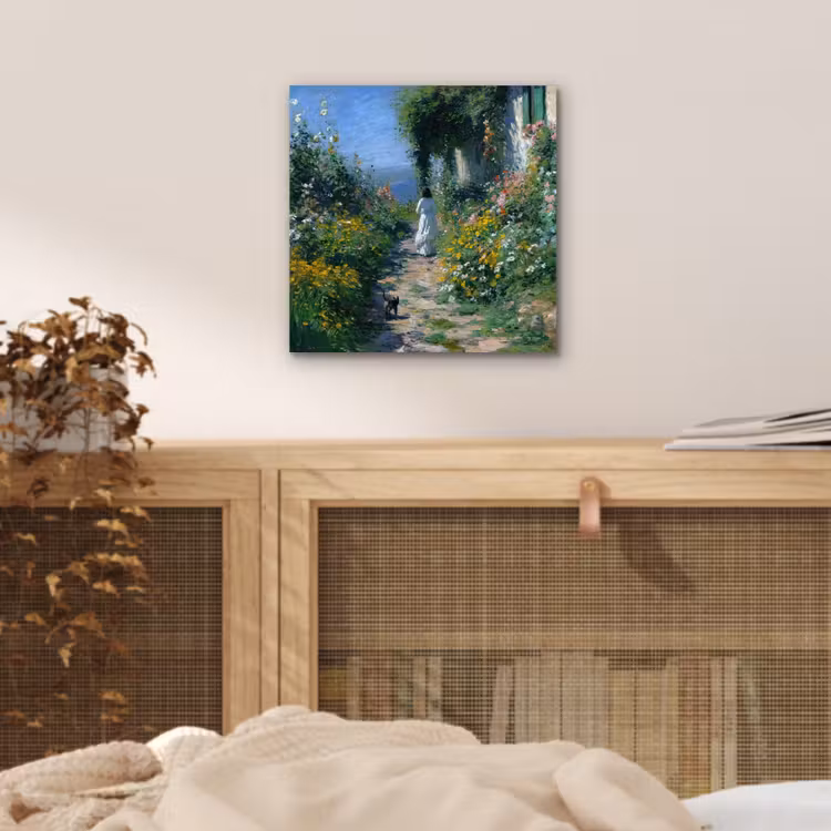 Aluminium schilderij - Kat - Vrouw - Bloemen - Huis — 4