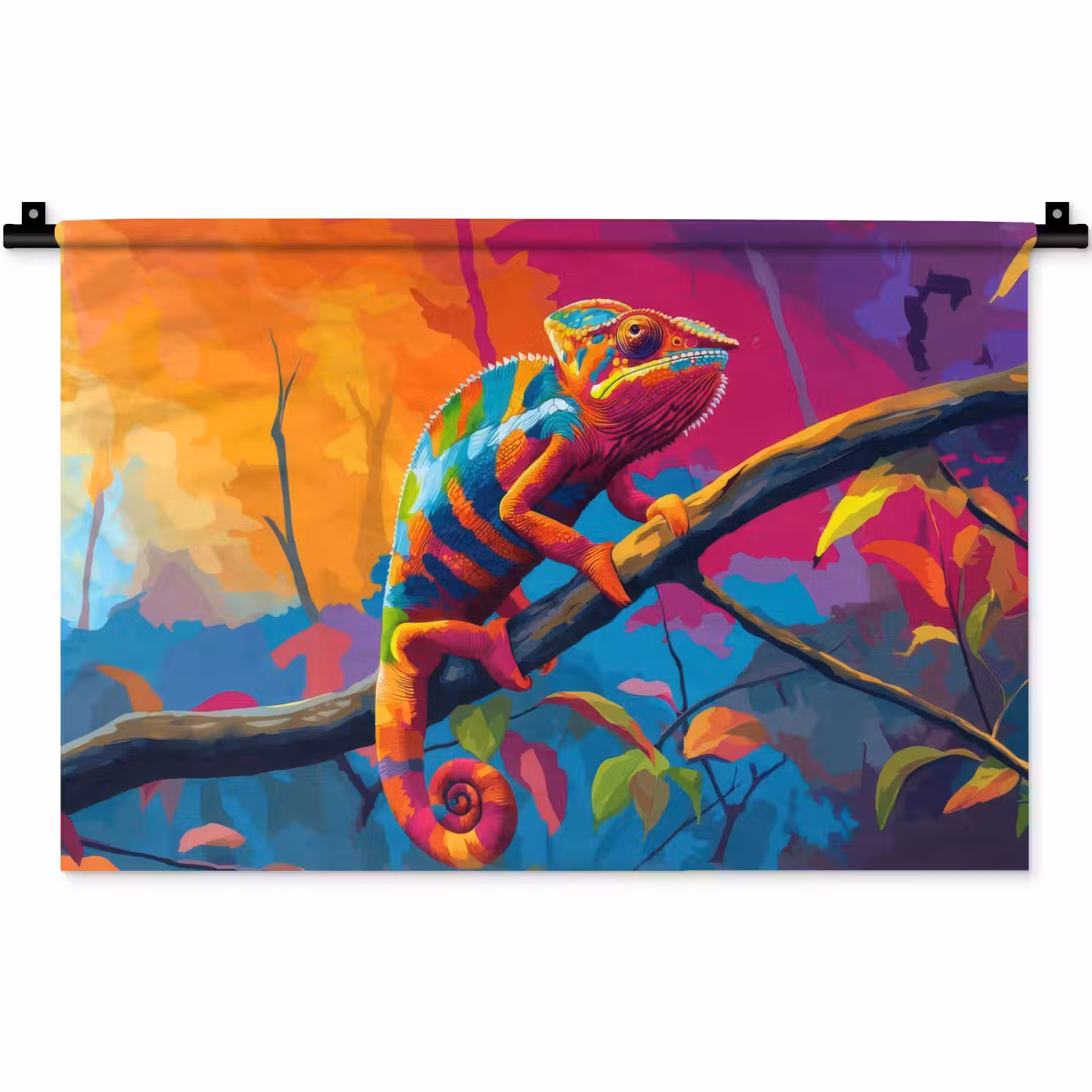 Wandkleed - Kameleon - Tak - Gestreept - Bladeren — 1