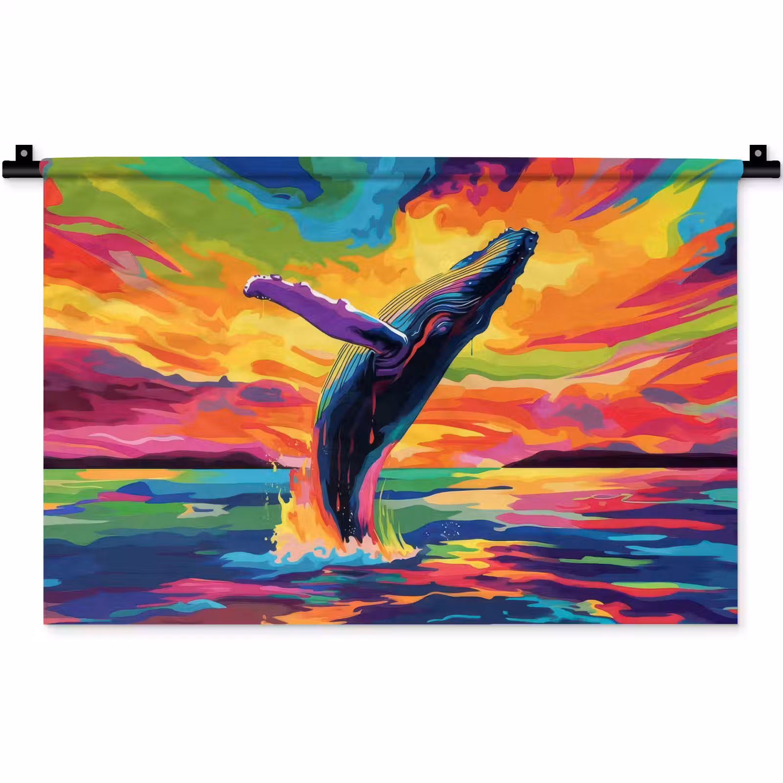Wandkleed - Zonsondergang - Walvis - Geschilderd - Kleurrijk — 1