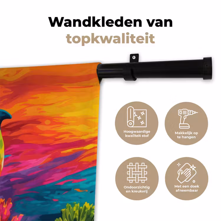 Wandkleed - Dolfijn - Kleurrijk - Oceaan - Koraal — 3