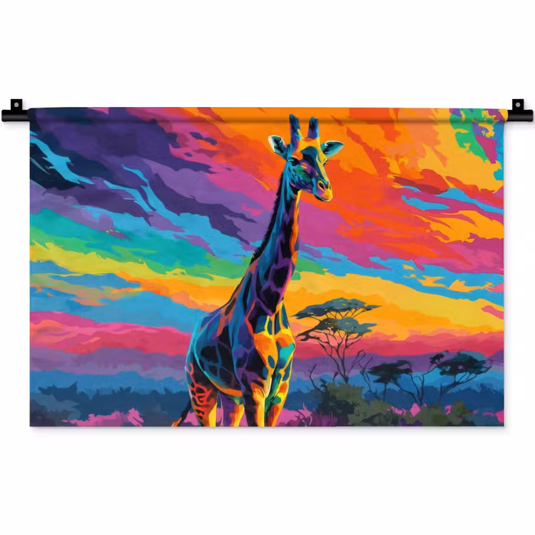 Wandkleed - Giraffe - Savanna - Lucht - Gekleurd — 1