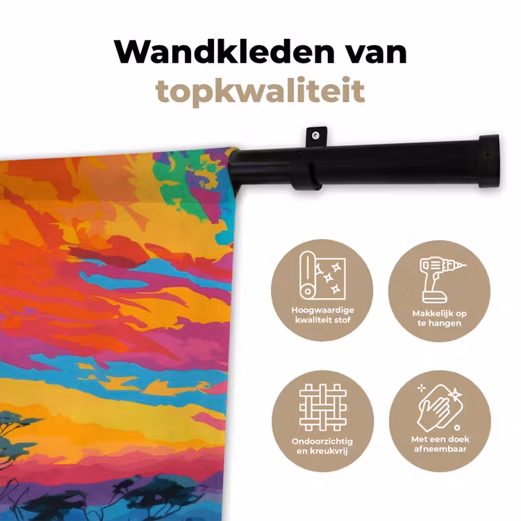 Wandkleed - Giraffe - Savanna - Lucht - Gekleurd — 3
