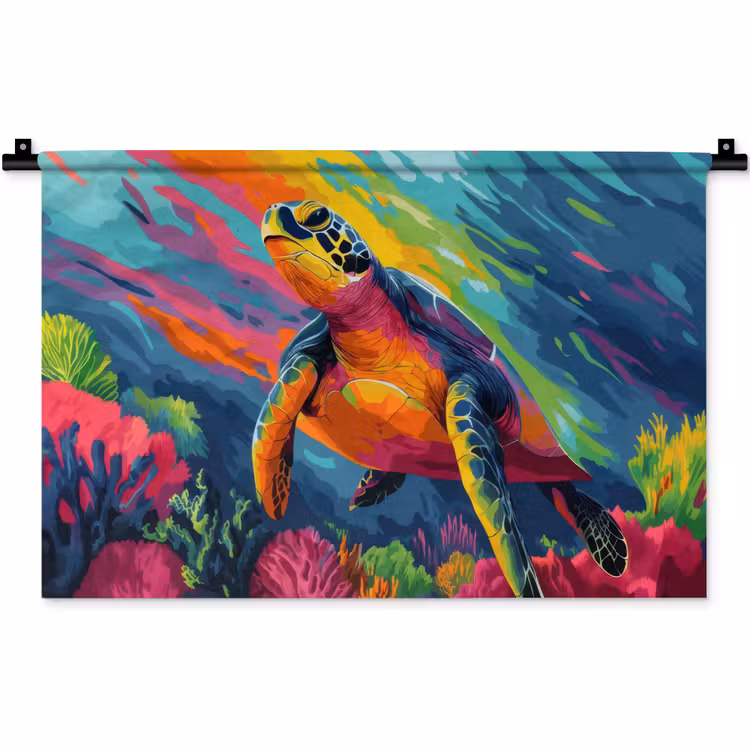 Wandkleed - Koraal - Schildpad - Abstract - Water — 1