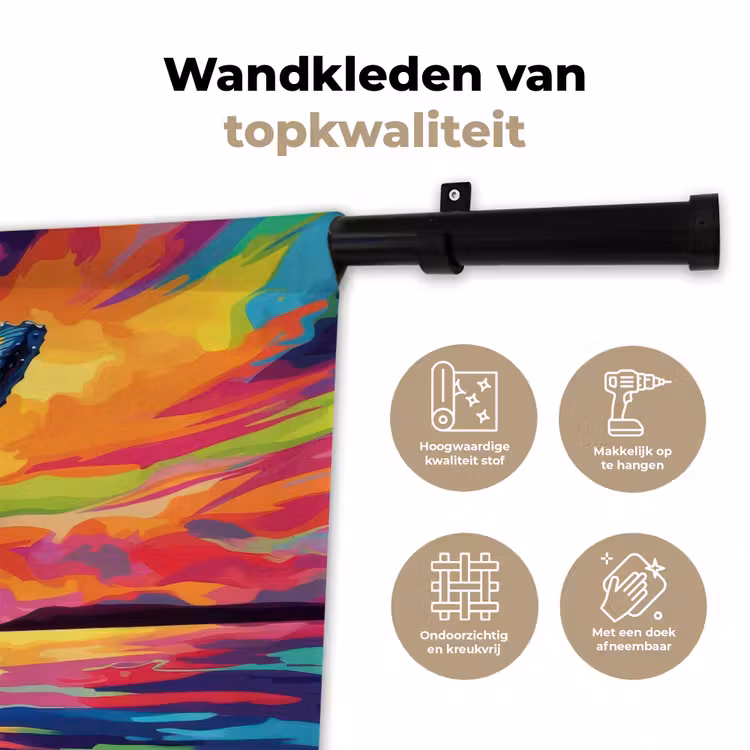 Wandkleed - Zonsondergang - Walvis - Geschilderd - Kleurrijk — 3