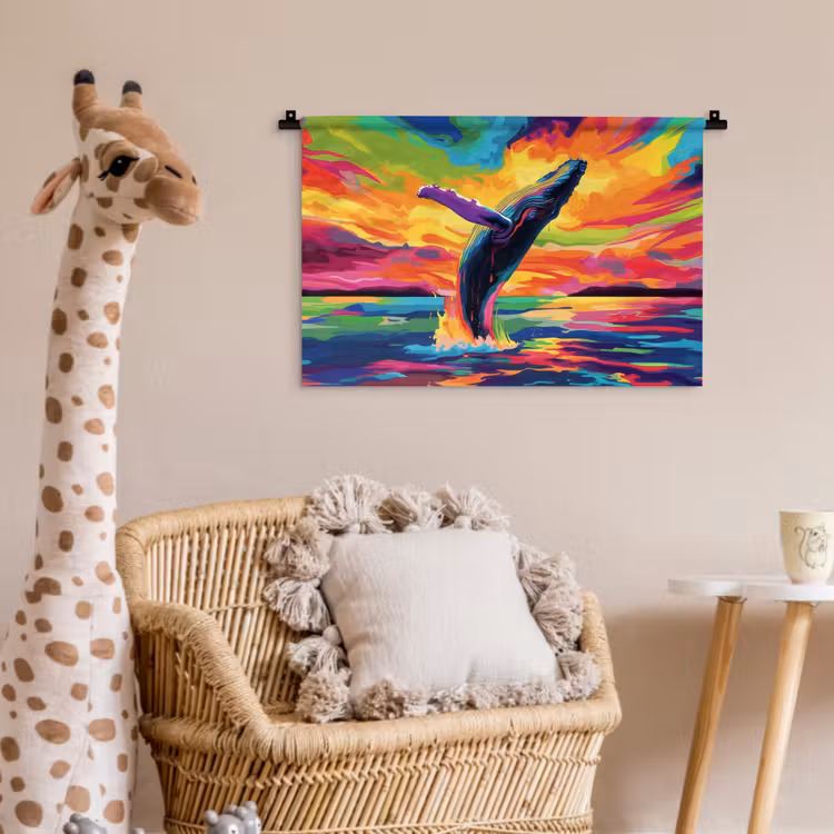 Wandkleed - Zonsondergang - Walvis - Geschilderd - Kleurrijk — 5