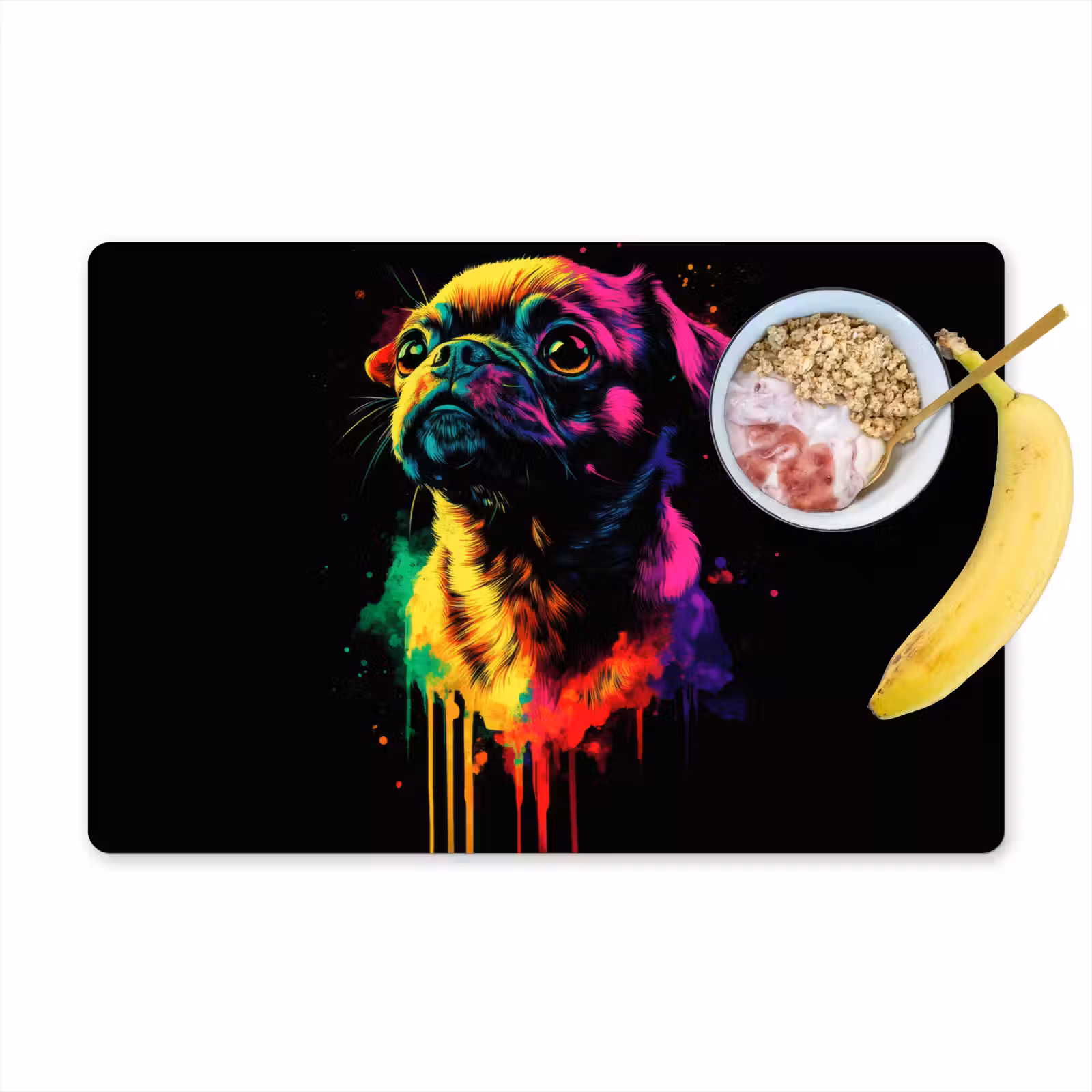 Placemat - 6 stuks - Puck - Hond - Verf - Kleuren — 1