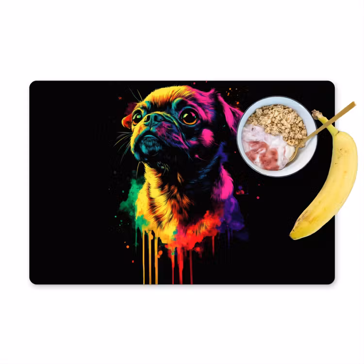Placemat - 6 stuks - Puck - Hond - Verf - Kleuren — 1