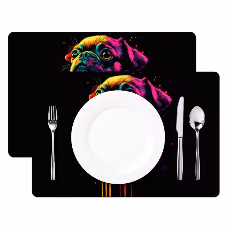 Placemat - 6 stuks - Puck - Hond - Verf - Kleuren — 2