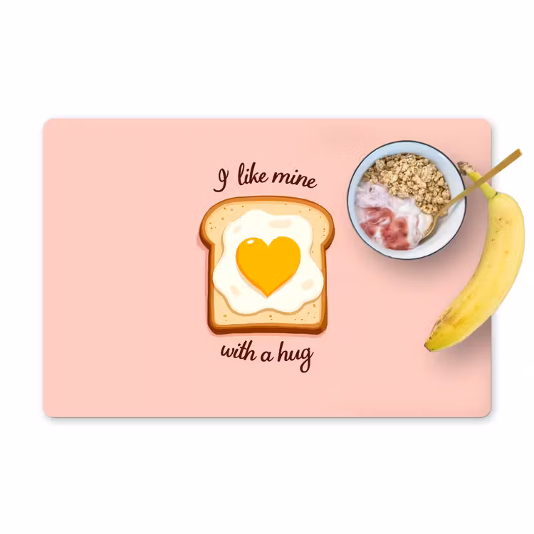 Placemat - 6 stuks - Brood - Illustratie - Quote - Roze — 1