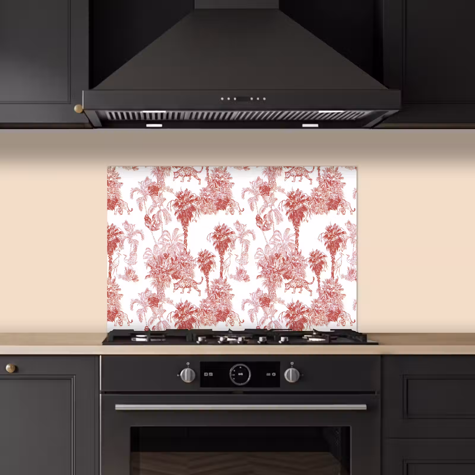 Spatscherm keuken - Jungle - Natuur - Rood — 1