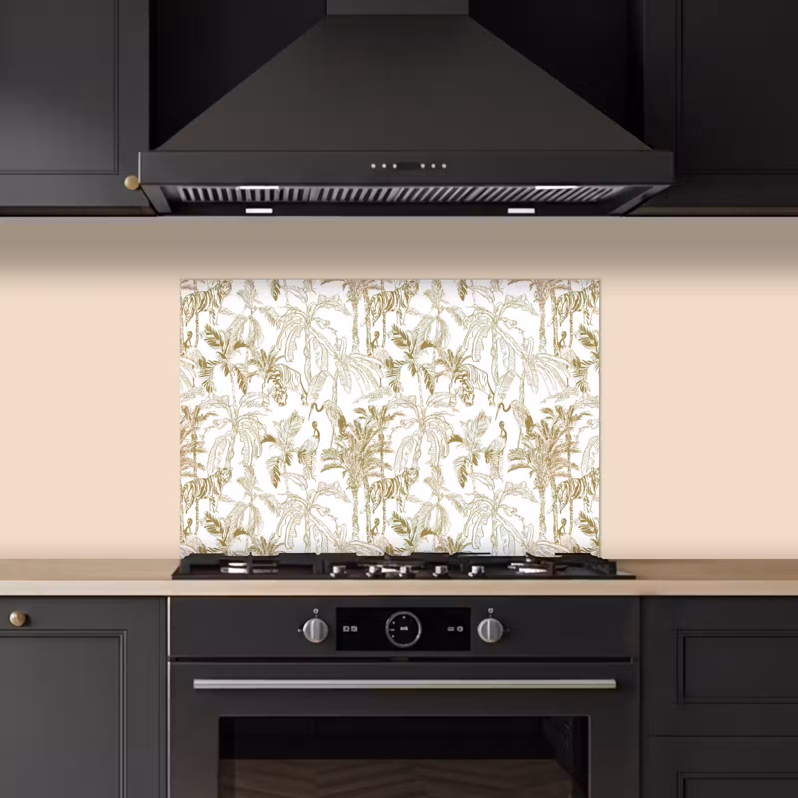 Spatscherm keuken - Tijger - Oerwoud - Beige — 1