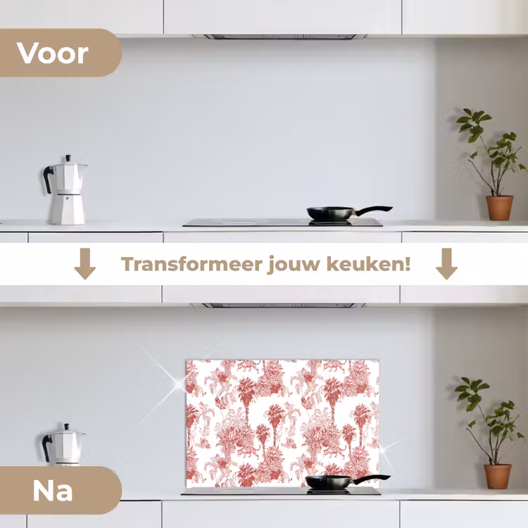 Spatscherm keuken - Jungle - Natuur - Rood — 2