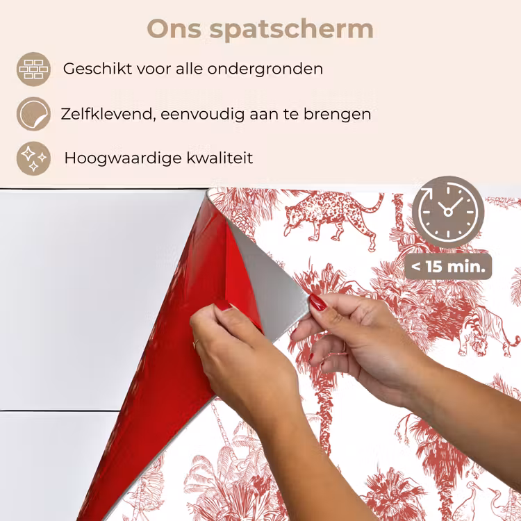 Spatscherm keuken - Jungle - Natuur - Rood — 3