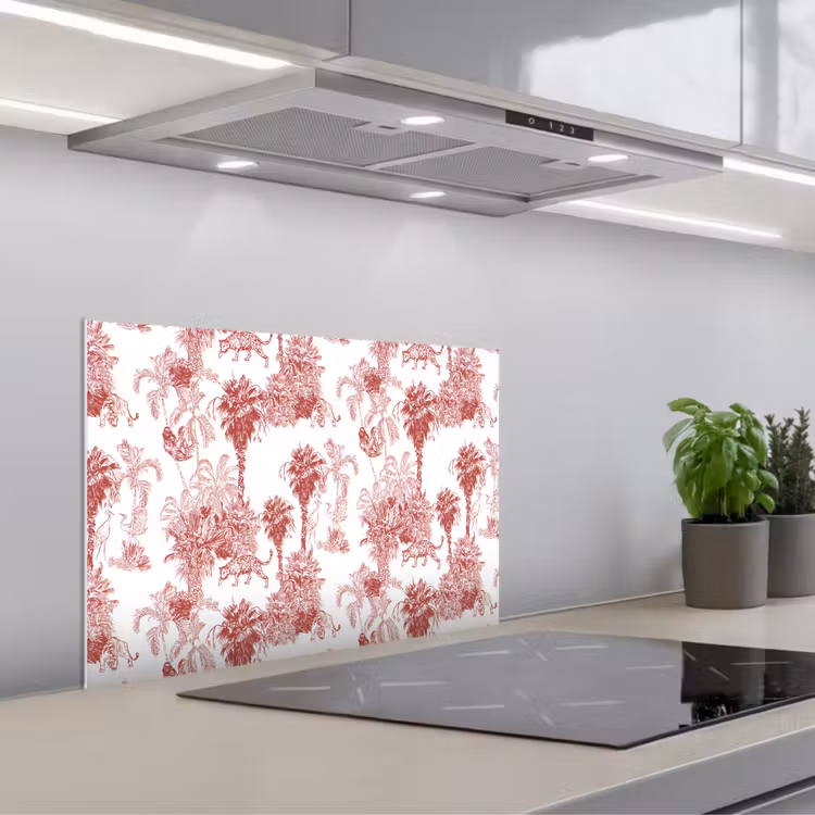 Spatscherm keuken - Jungle - Natuur - Rood — 4